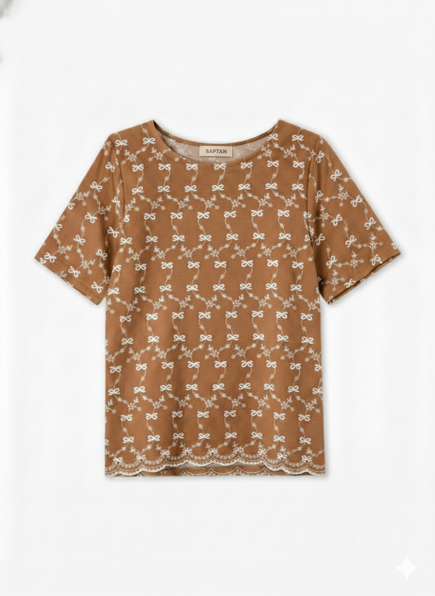 Brown Cotton Thread Work Top