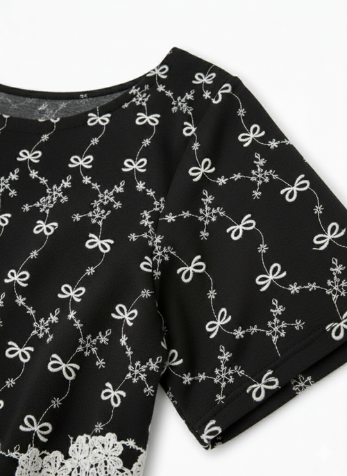 Black Cotton Thread Work Top