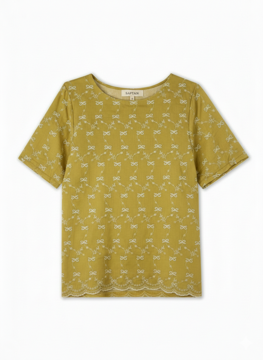 Light Green Cotton Thread Work Top