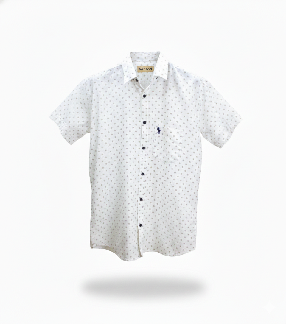 White Leaf Printed Shirt
