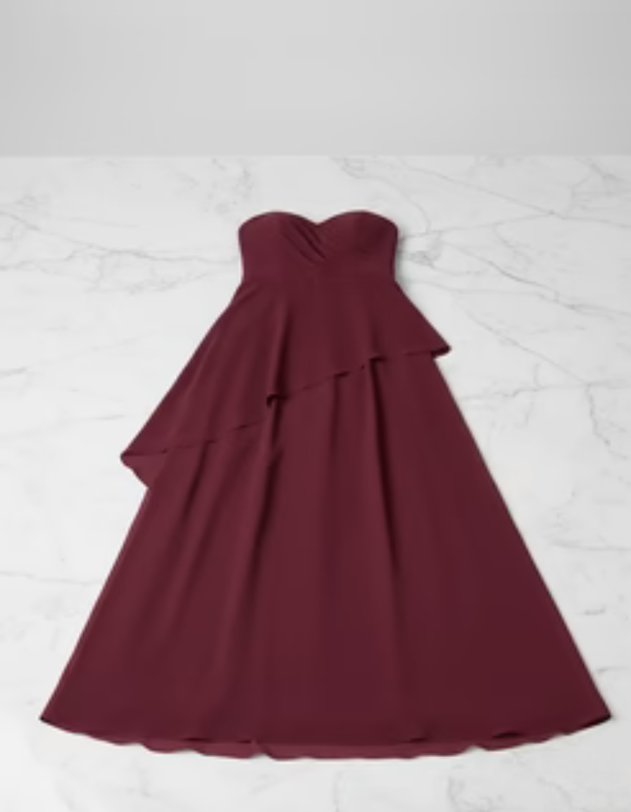 Burgundy Cascade Dress