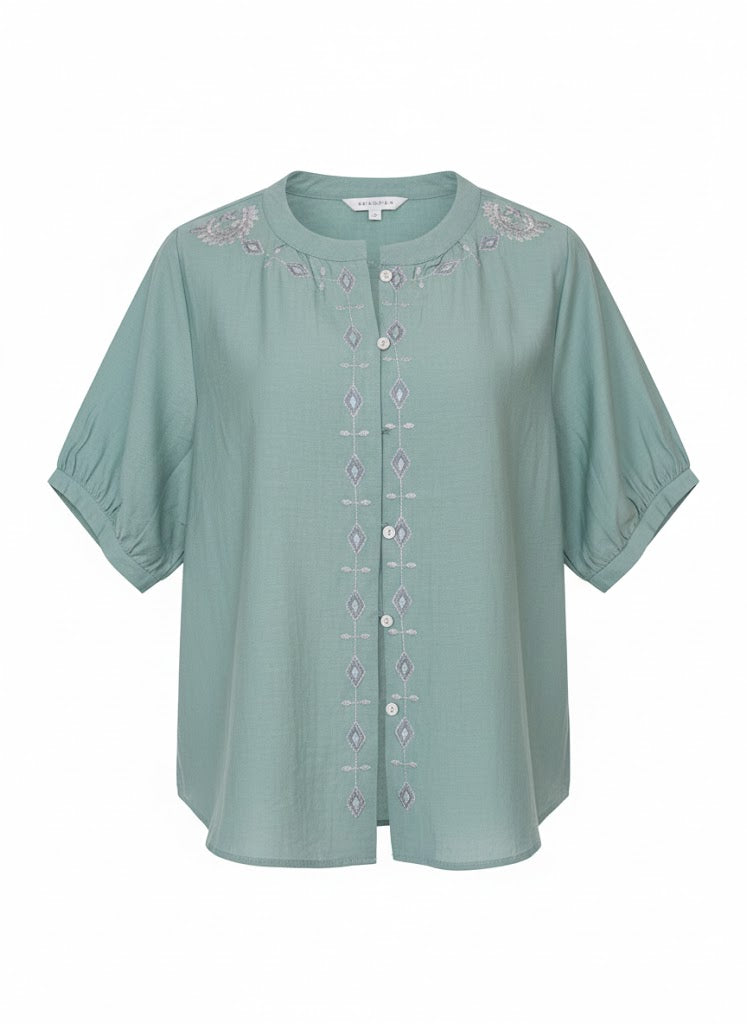Green Half Sleeve Cotton Shirt
