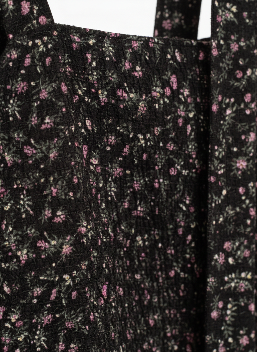 Black Floral Crop Padded Top With Scarf