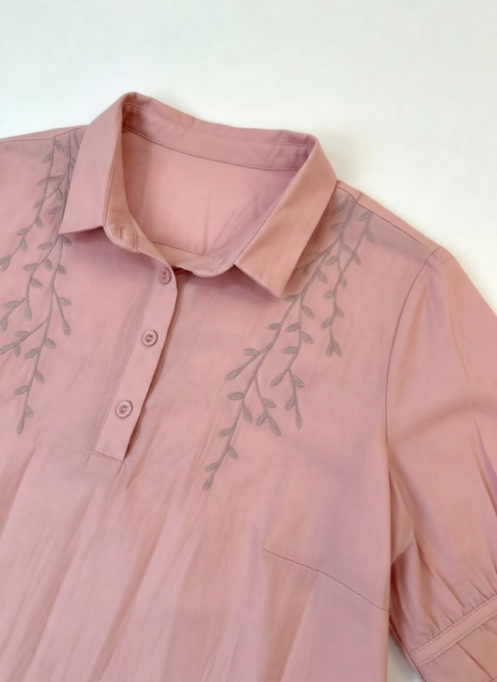 Pink Polished Cotton Shirt Top