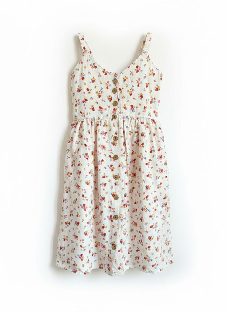 White Cotton Floral Dress
