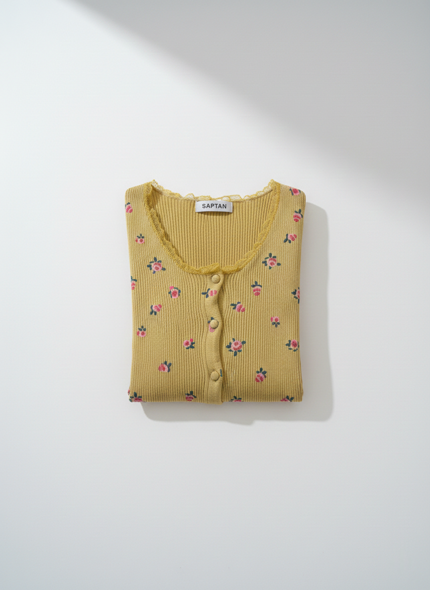 Yellow Floral Cardigan Top