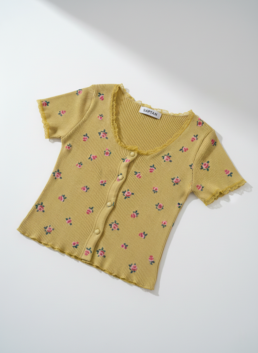 Yellow Floral Cardigan Top