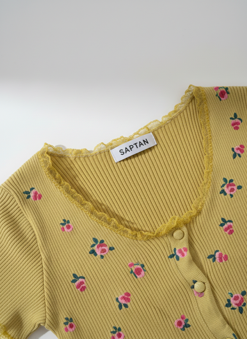 Yellow Floral Cardigan Top