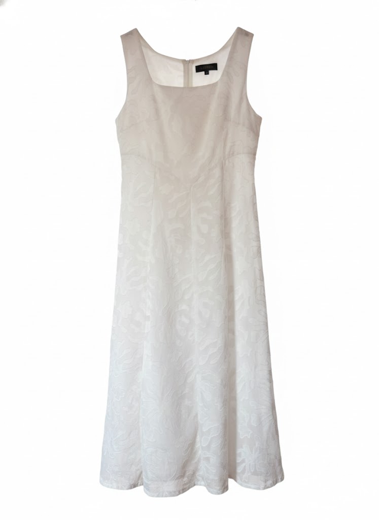 White Floral Jacquard Midi Dress