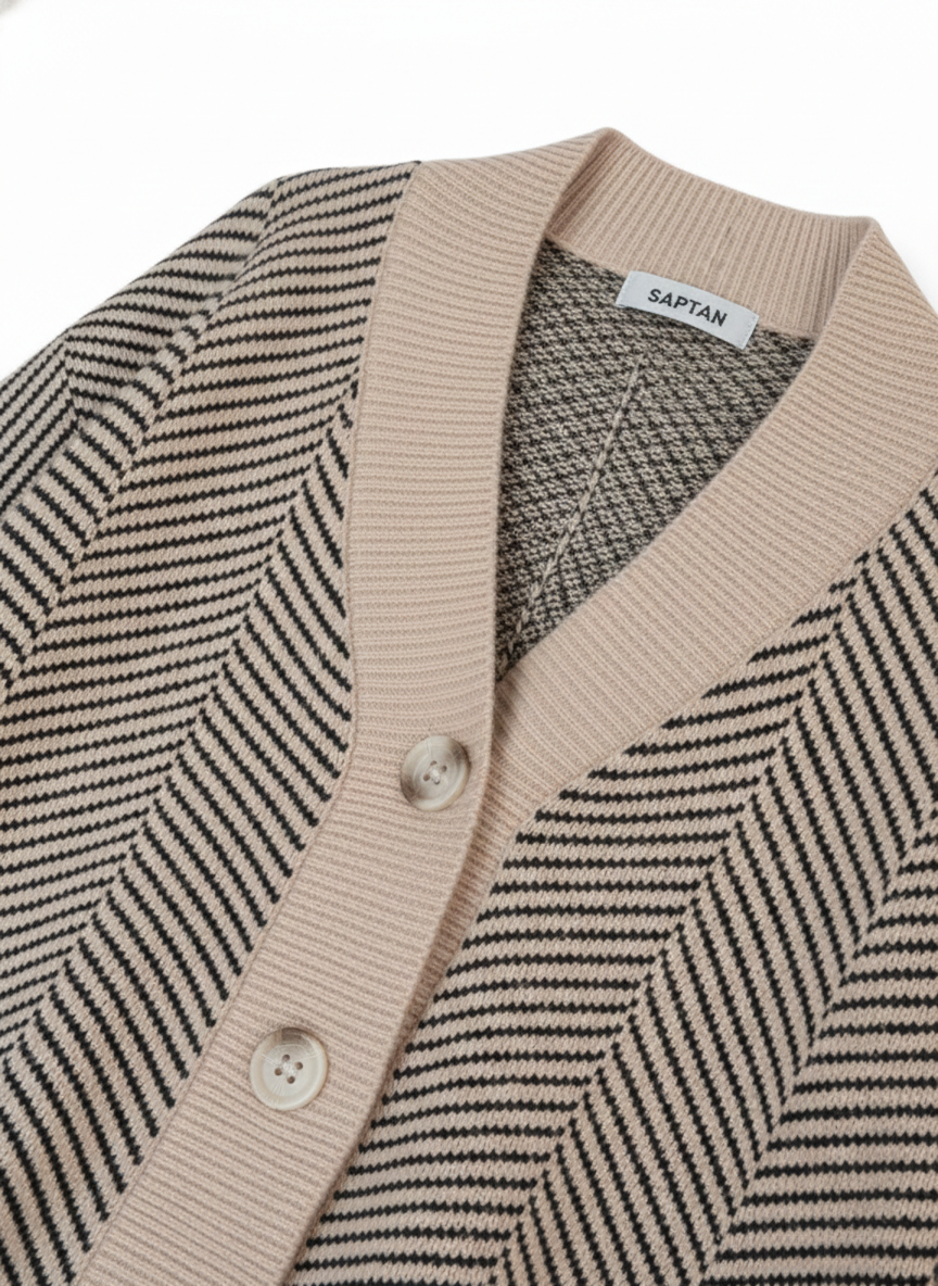 Beige Stripped Cardigan