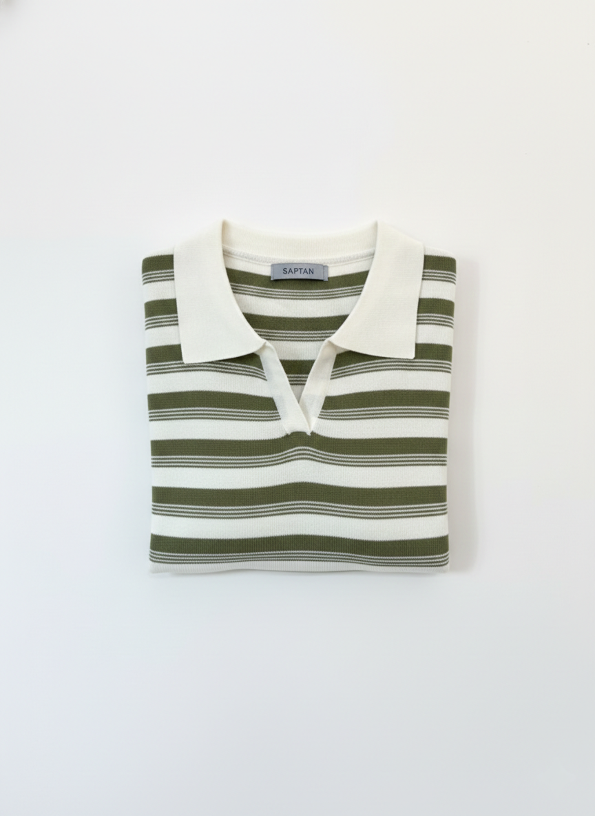 Dark Green & White Stripped Tshirt