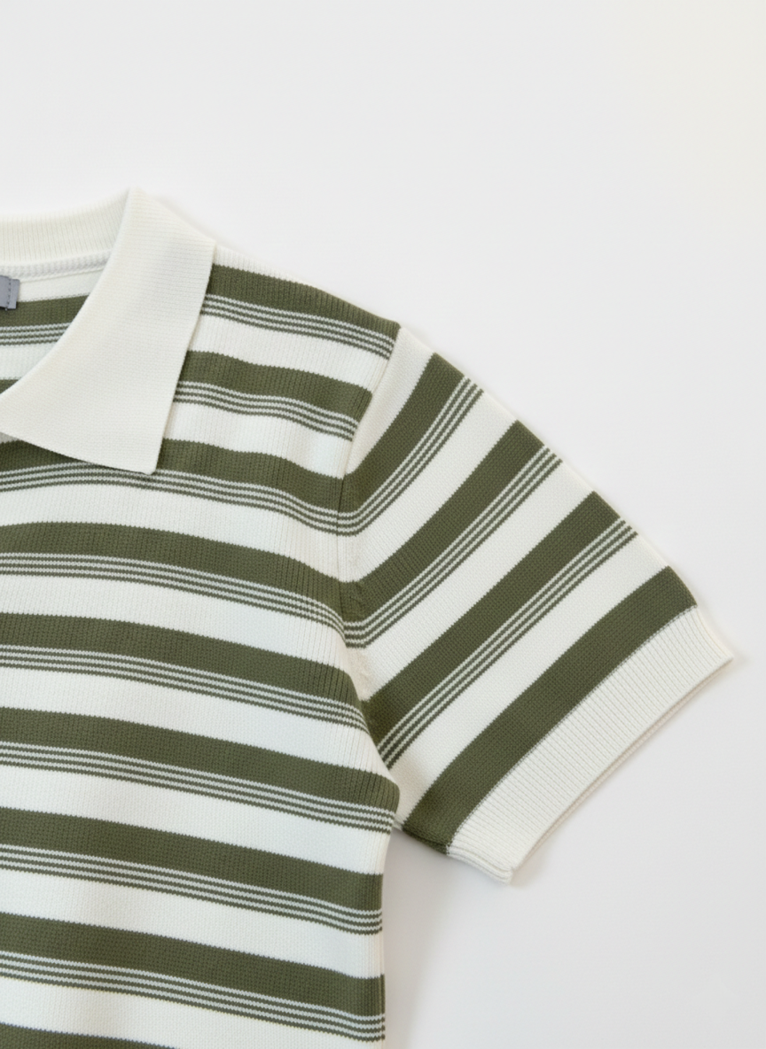Dark Green & White Stripped Tshirt