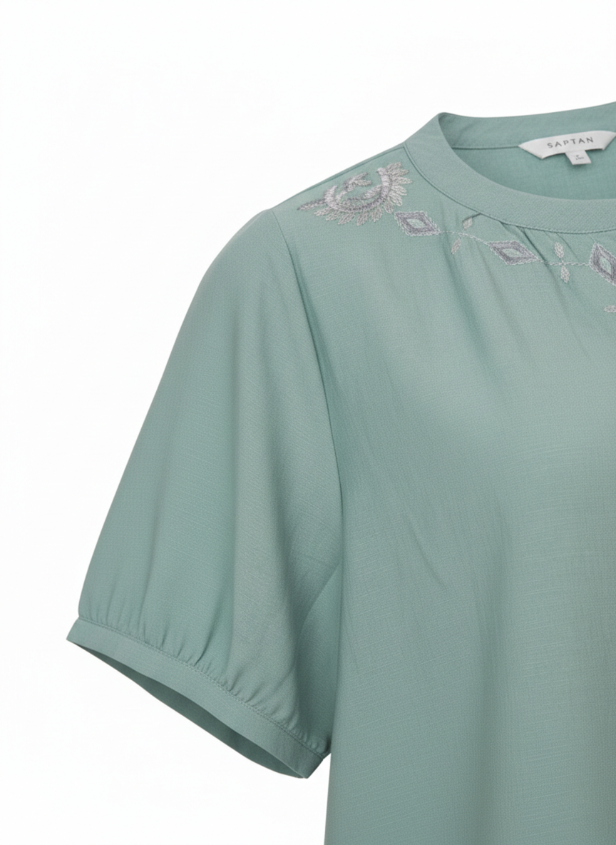 Green Half Sleeve Cotton Shirt