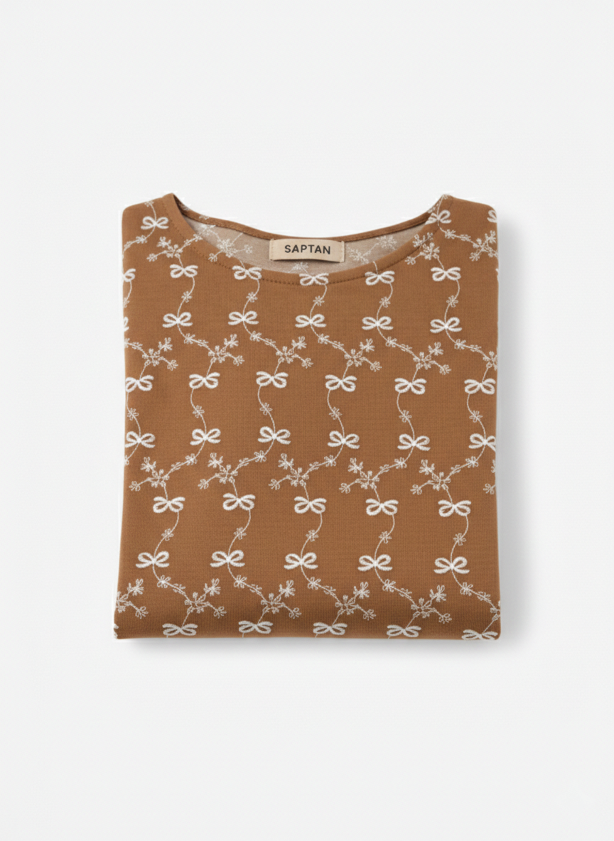 Brown Cotton Thread Work Top