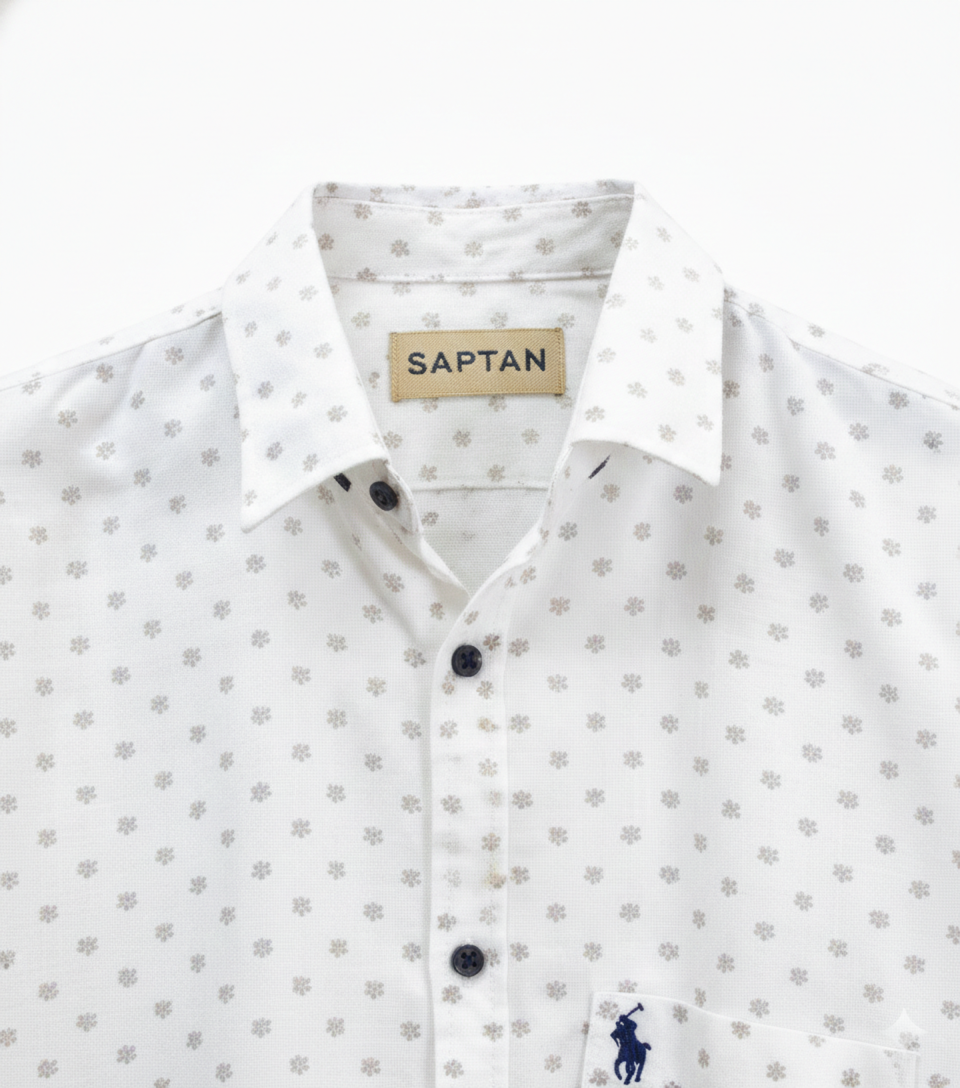 White Leaf Printed Shirt